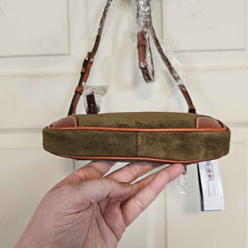 Dooney & Burke Suede Slim Crossbody Leather Equestrian Inspired Bag - Picture 4 of 13